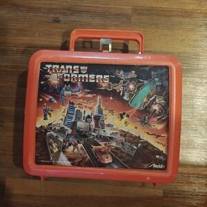 1986 Aladdin Hasbro Transformers Vintage Plastic Lunch Box [Missing Thermos]